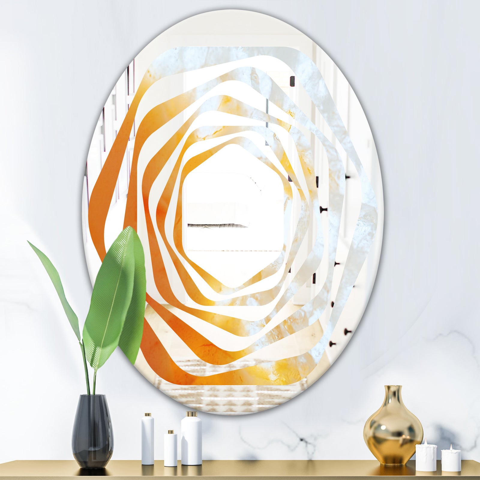 True Yellow Stone - Modern Round or Oval Wall Mirror - Whirl