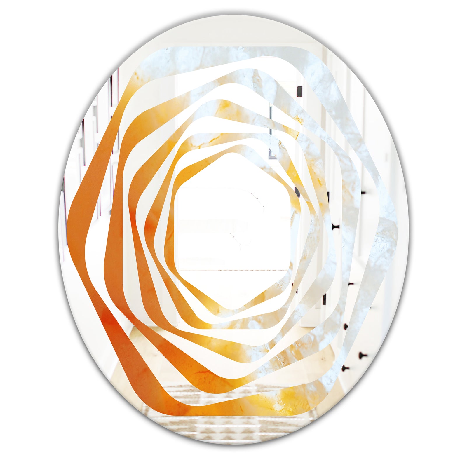 True Yellow Stone - Modern Round or Oval Wall Mirror - Whirl