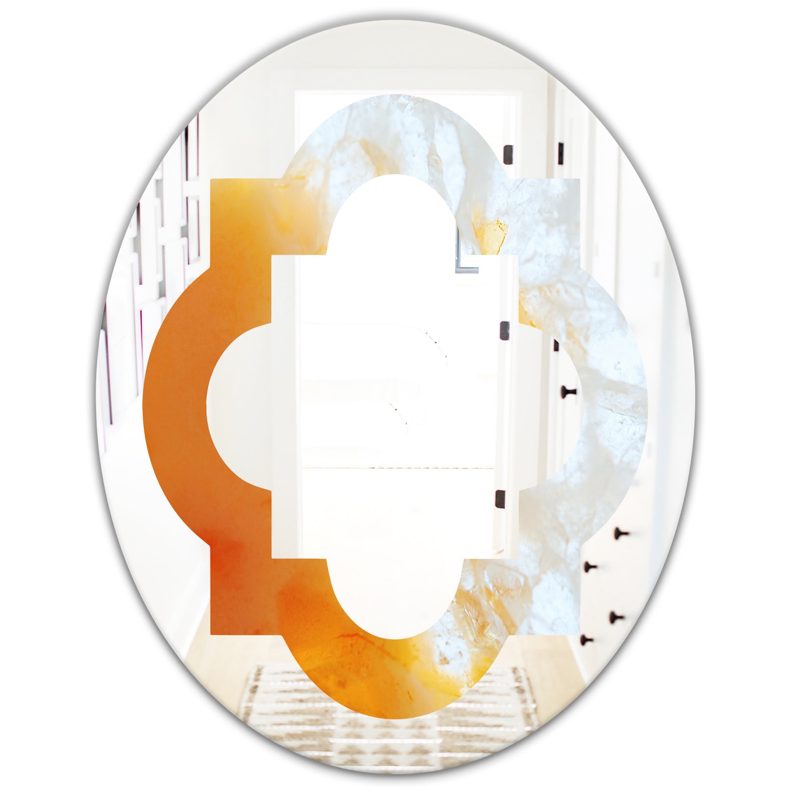True Yellow Stone - Modern Round or Oval Wall Mirror - Quatrefoil