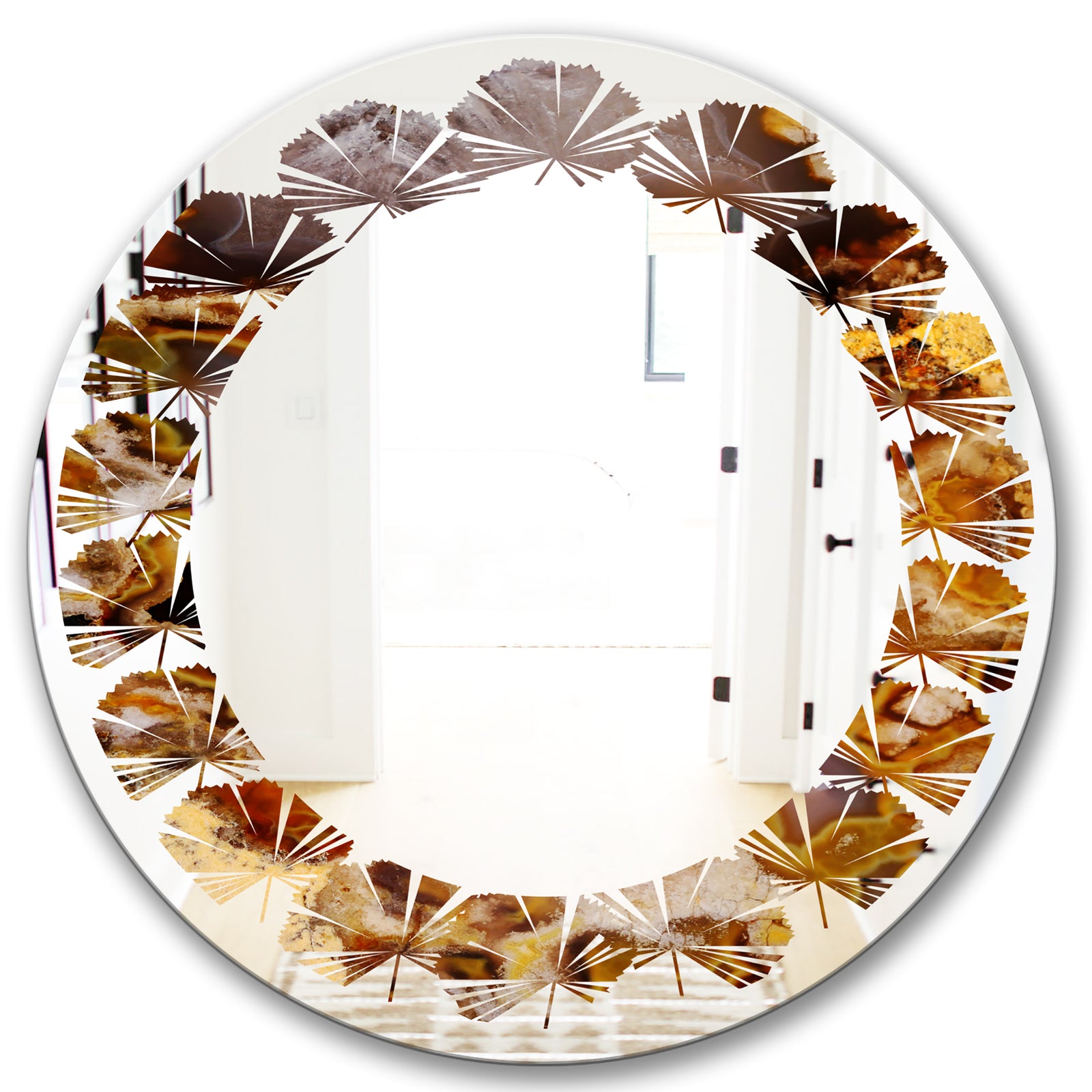 Sand Close Up - Modern Round or Oval Wall Mirror - Leaves