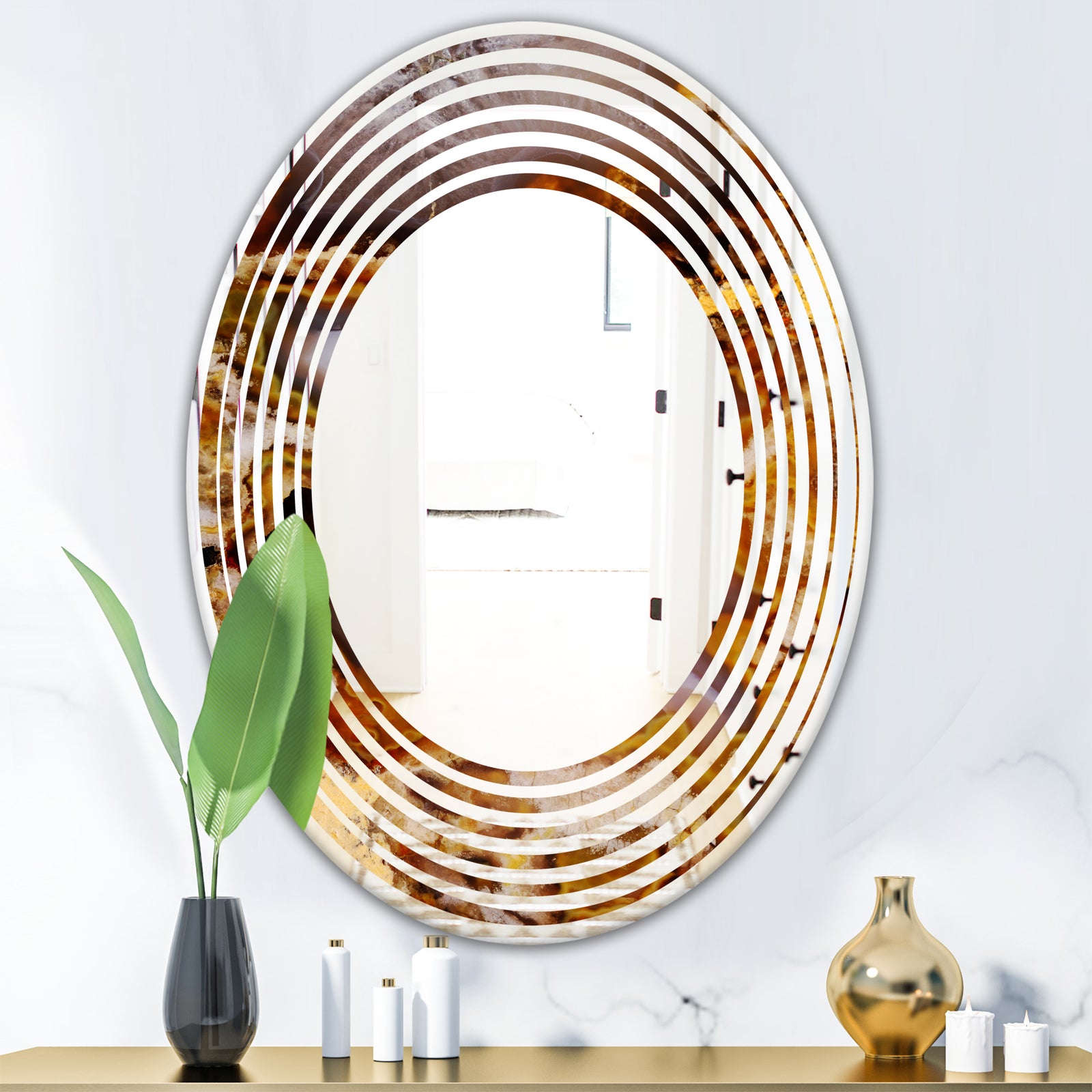 Sand Close Up - Modern Round or Oval Wall Mirror - Wave