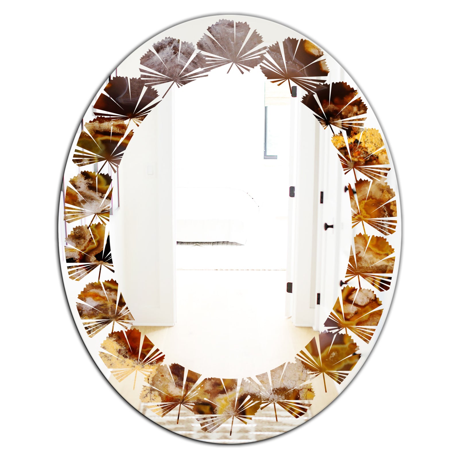 Sand Close Up - Modern Round or Oval Wall Mirror - Leaves