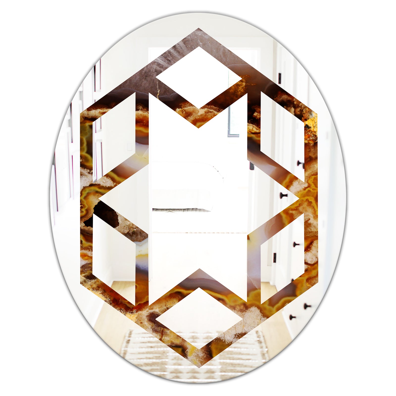 Sand Close Up - Modern Round or Oval Wall Mirror - Hexagon Star