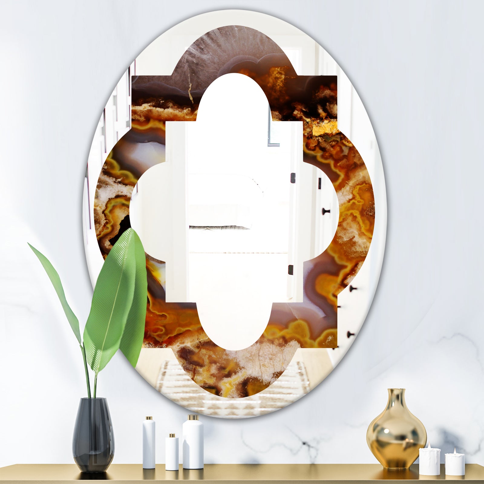 Sand Close Up - Modern Round or Oval Wall Mirror - Quatrefoil