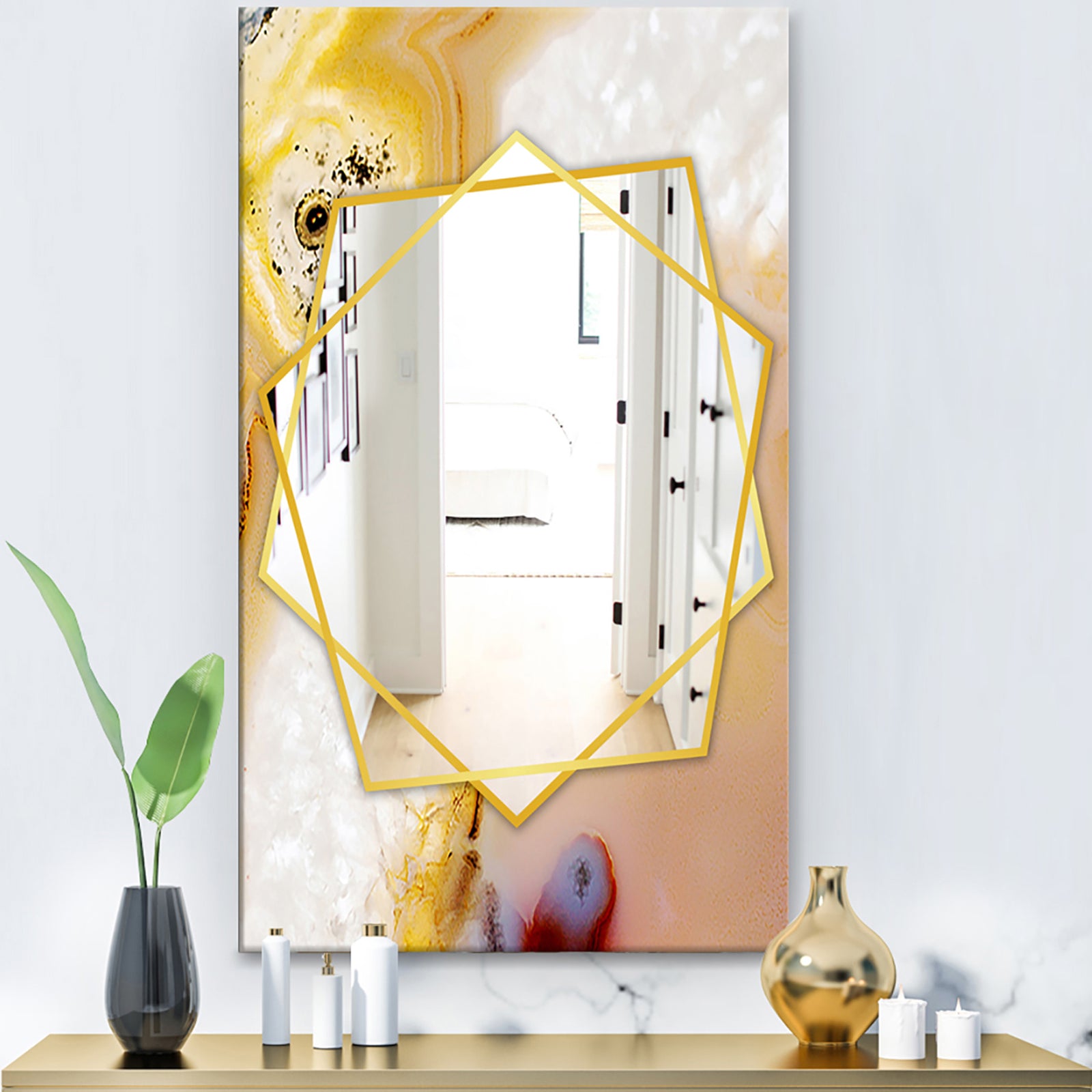 Natural Brown Banded Agate - Modern Mirror - Frameless Contemporary Wall Mirror