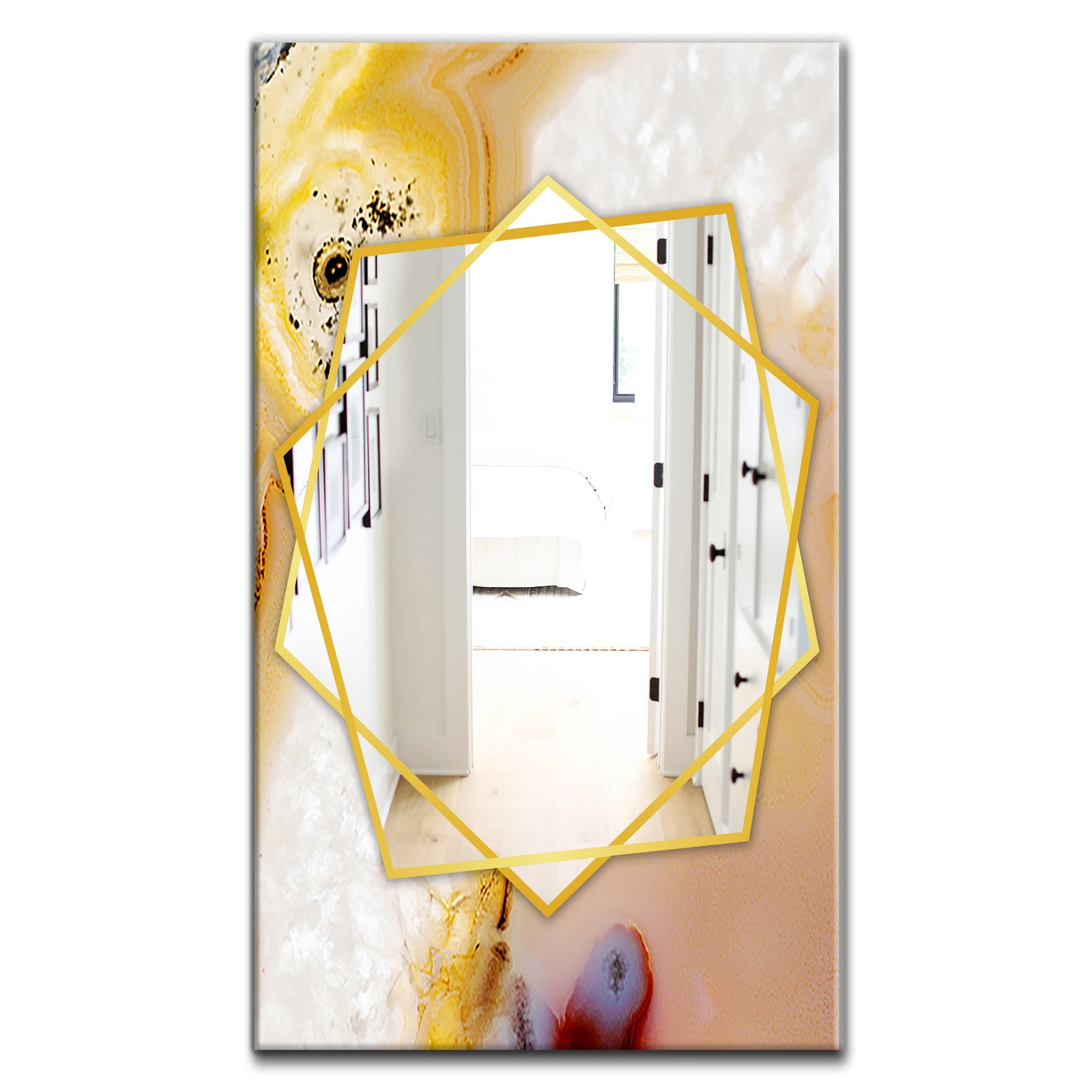 Natural Brown Banded Agate - Modern Mirror - Frameless Contemporary Wall Mirror
