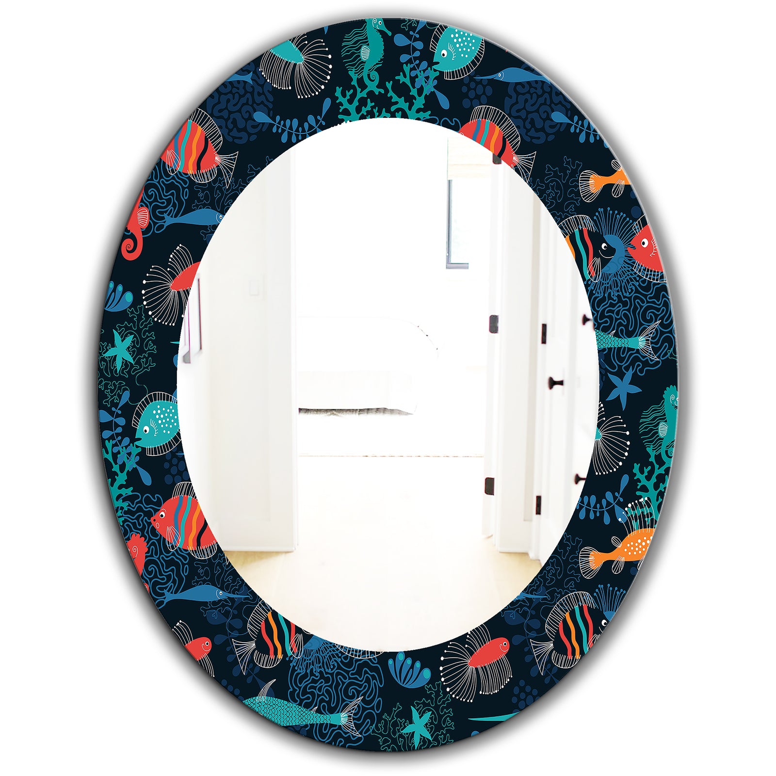 Costal Creatures 2 - Traditional Mirror - Frameless Oval or Round Wall Mirror