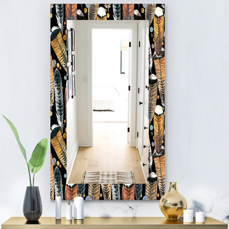 Feathers 1 - Bohemian and Eclectic Mirror - Frameless Wall Mirror