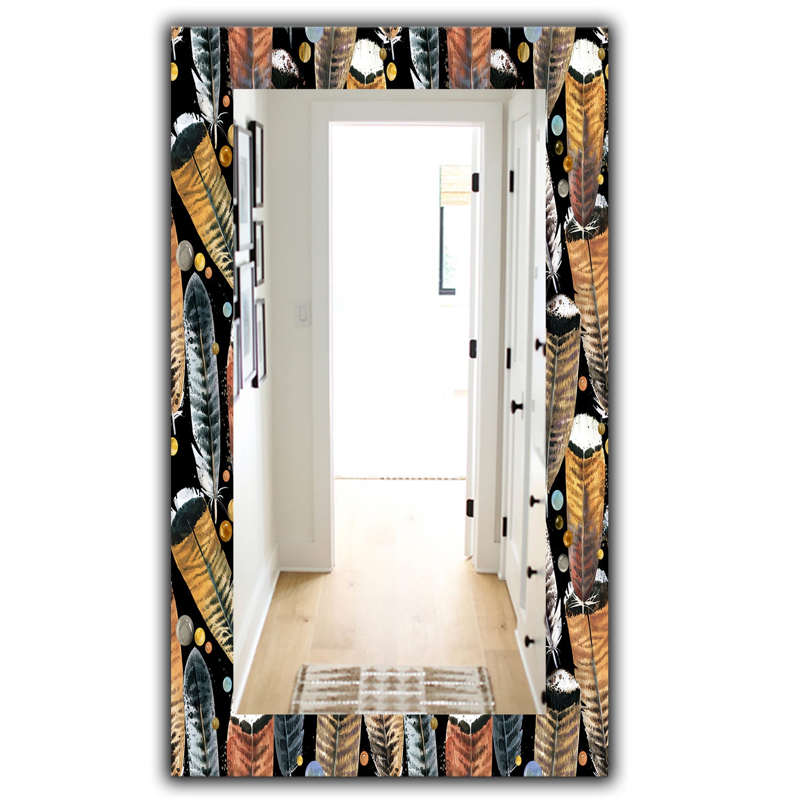 Feathers 1 - Bohemian and Eclectic Mirror - Frameless Wall Mirror
