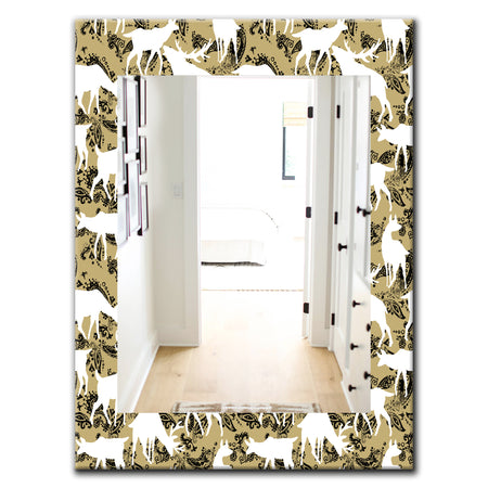Wild Animals Pattern - Farmhouse Mirror - Frameless Vanity Mirror