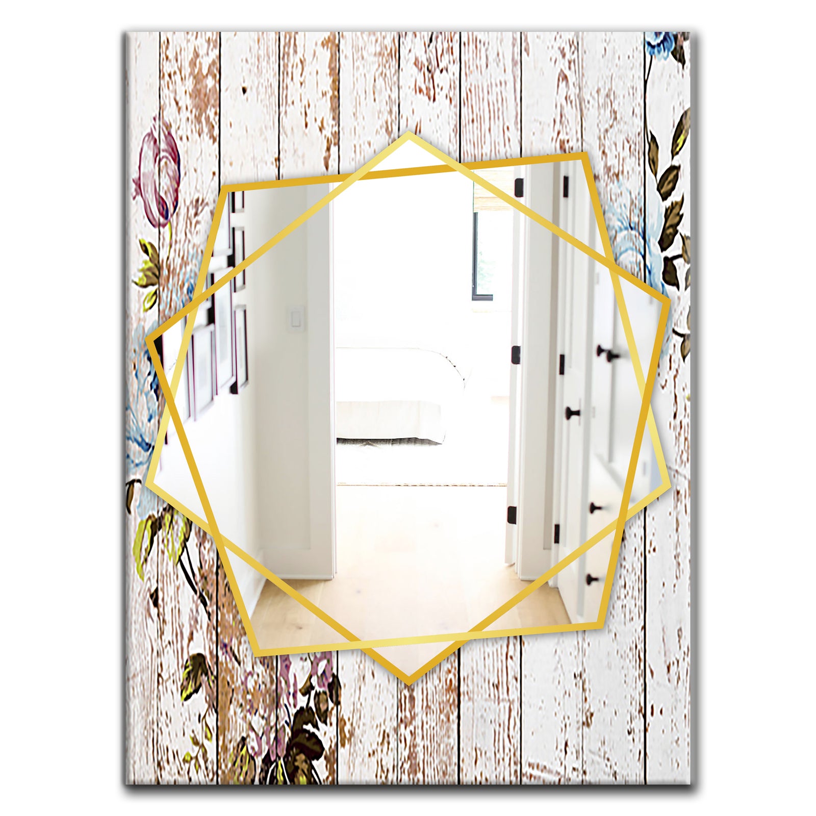 Shabby Chic Rose - Farmhouse Mirror - Frameless Wall Mirror