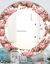 Pink Blossom 1 - Farmhouse Mirror - Frameless Oval or Round Wall Mirror