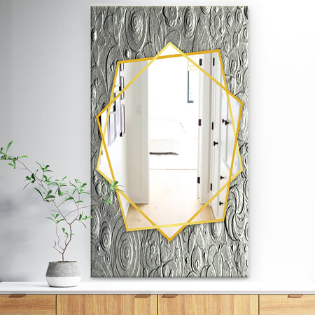 Silver Flower Embossing - Traditional Mirror - Frameless Wall Mirror