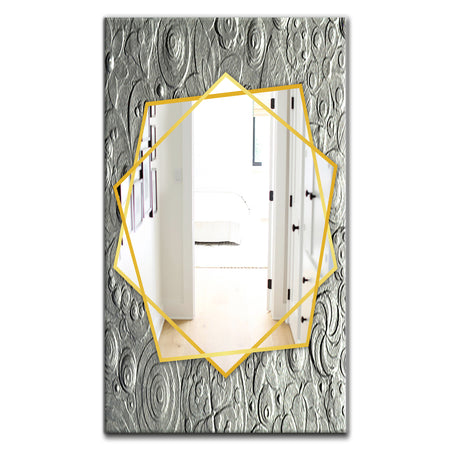 Silver Flower Embossing - Traditional Mirror - Frameless Wall Mirror