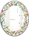 Pink Blossom 2 - Traditional Mirror - Frameless Oval or Round Wall Mirror