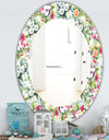 Pink Blossom 2 - Traditional Mirror - Frameless Oval or Round Wall Mirror