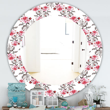 Pink Blossom 3 - Farmhouse Mirror - Oval or Round Wall Mirror