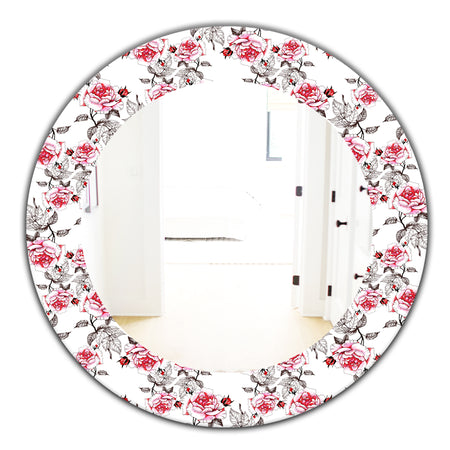 Pink Blossom 3 - Farmhouse Mirror - Oval or Round Wall Mirror