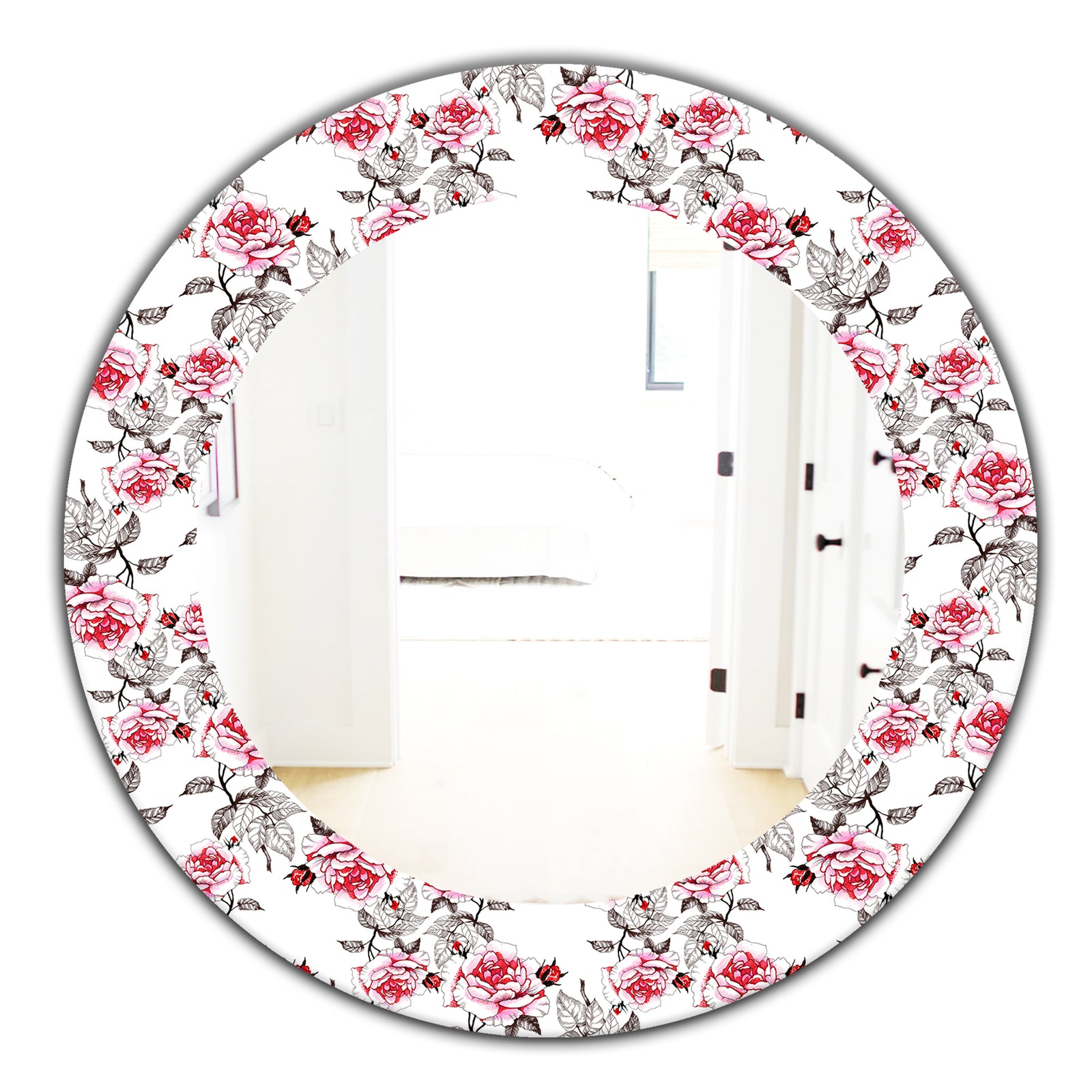 Pink Blossom 3 - Farmhouse Mirror - Oval or Round Wall Mirror