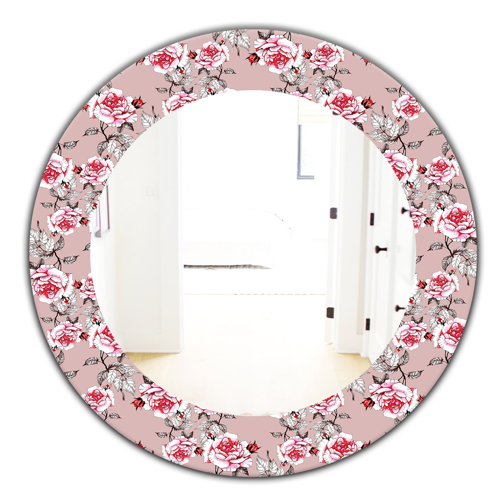 Pink Blossom 5 - Traditional Mirror - Oval or Round Wall Mirror