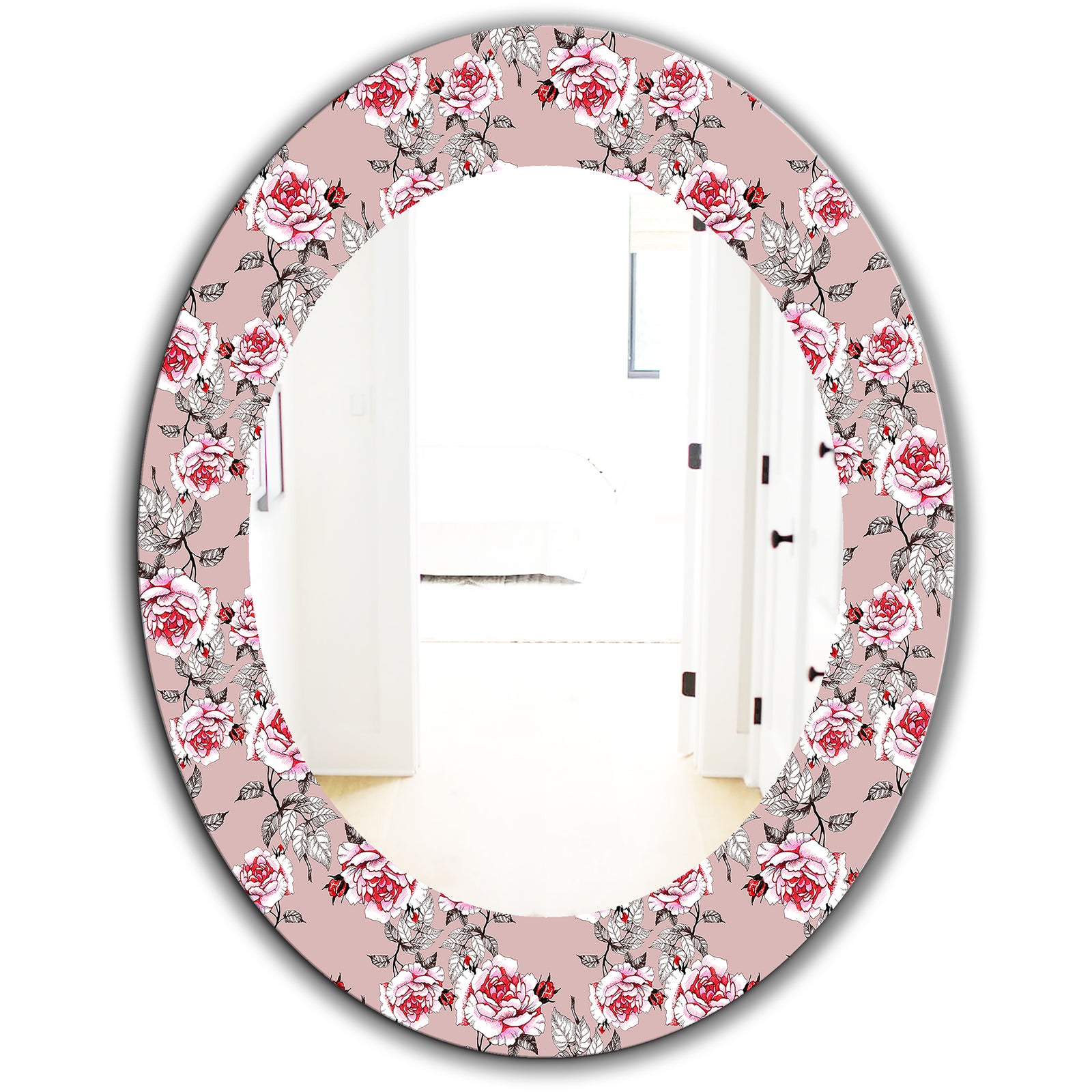 Pink Blossom 5 - Traditional Mirror - Oval or Round Wall Mirror