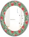 Green Flowers 1 - Traditional Mirror - Frameless Oval or Round Wall Mirror