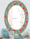 Green Flowers 1 - Traditional Mirror - Frameless Oval or Round Wall Mirror