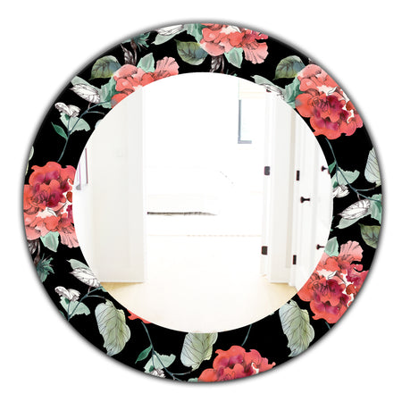 Obsidian Bloom 1 - Traditional Mirror - Oval or Round Wall Mirror