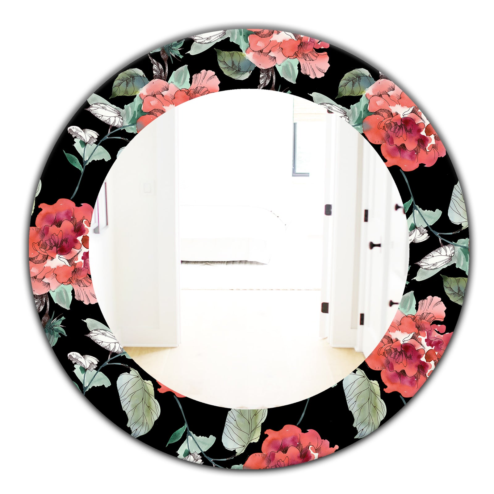 Obsidian Bloom 1 - Traditional Mirror - Oval or Round Wall Mirror