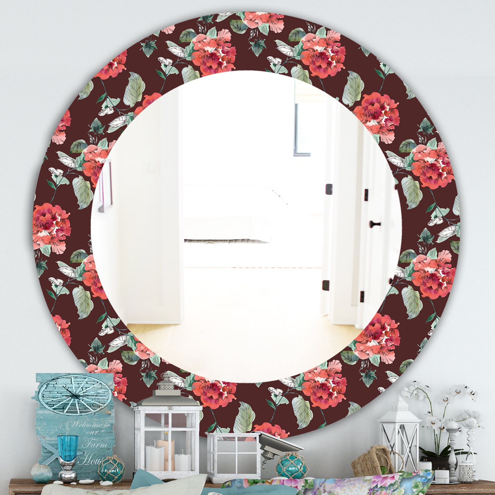 Obsidian Bloom 2 - Traditional Mirror - Oval or Round Wall Mirror