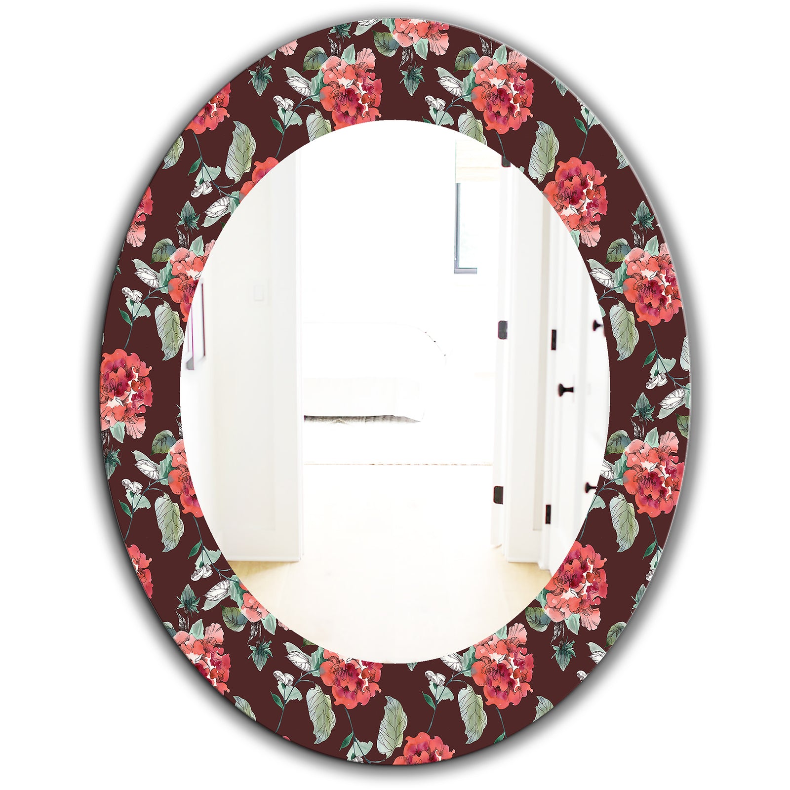 Obsidian Bloom 2 - Traditional Mirror - Oval or Round Wall Mirror