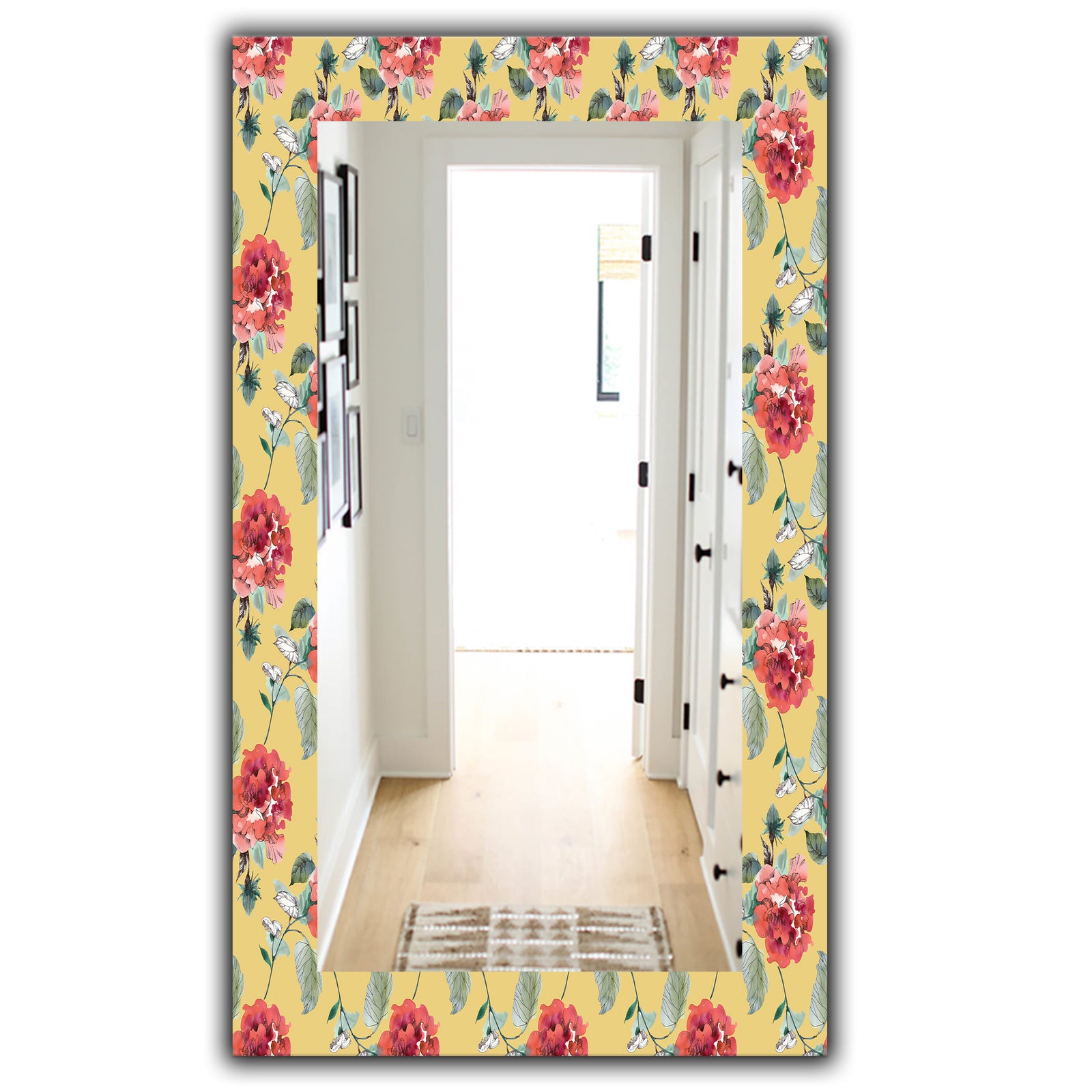 Red Rose In Yellow - Traditional Mirror - Frameless Bathroom Mirror