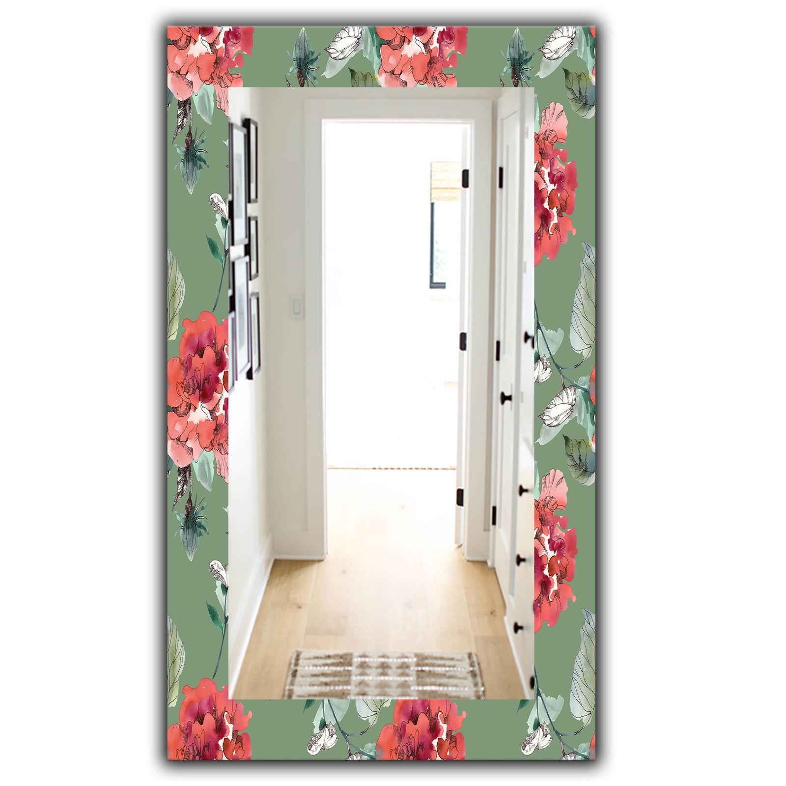 Green Flowers 2 - Traditional Mirror - Wall Mirror