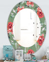 Green Flowers 2 - Traditional Mirror - Oval or Round Wall Mirror