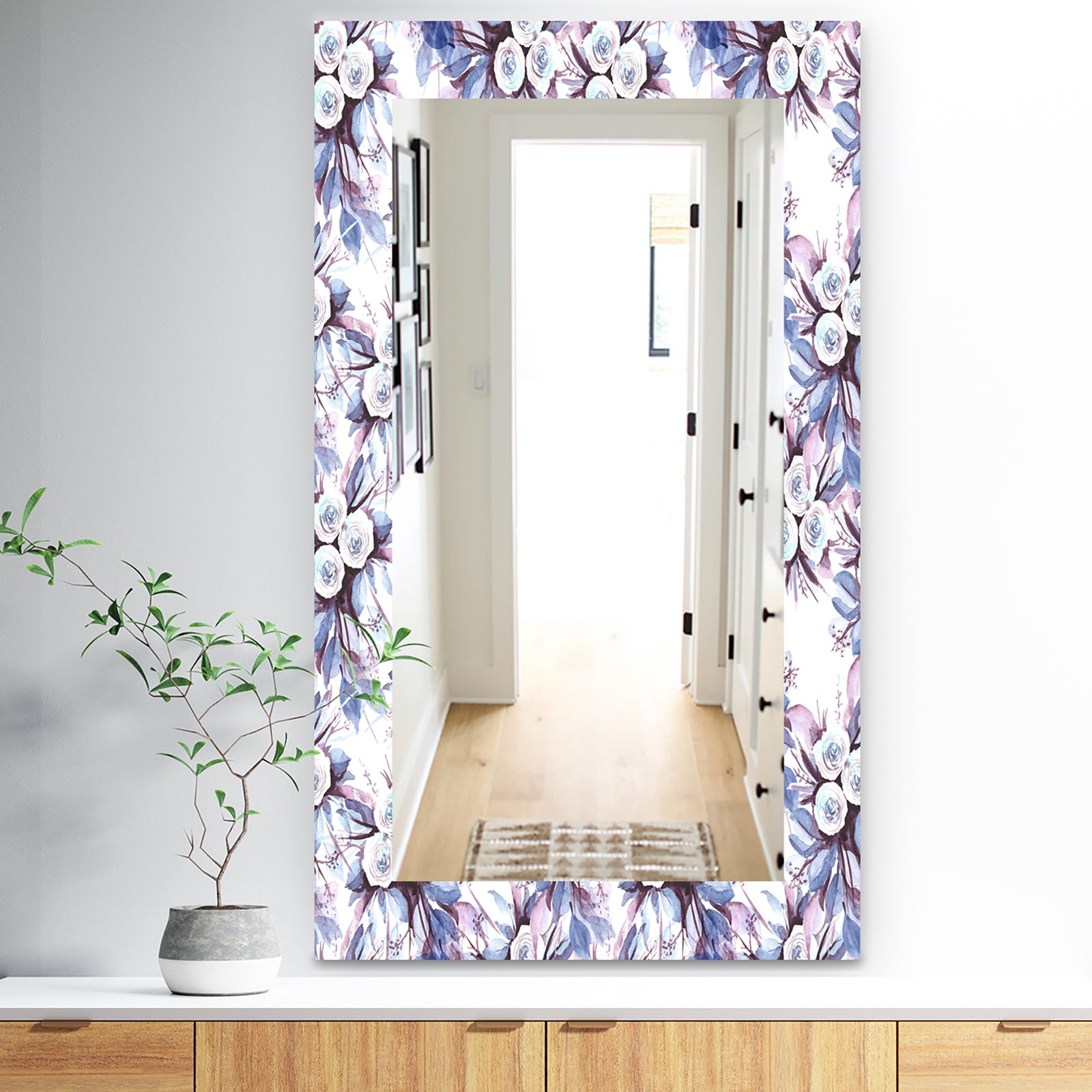 Purple Bloom 1 - Traditional Mirror - Frameless Wall Mirror