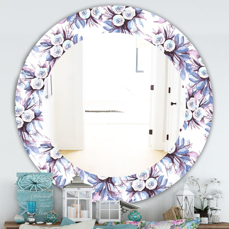 Purple Bloom 1 - Traditional Mirror - Frameless Oval or Round Bathroom Mirror