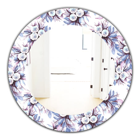 Purple Bloom 1 - Traditional Mirror - Frameless Oval or Round Bathroom Mirror