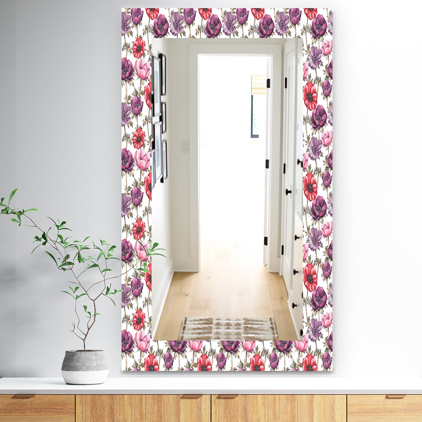Purple Bloom 2 - Traditional Mirror - Frameless Bathroom Mirror