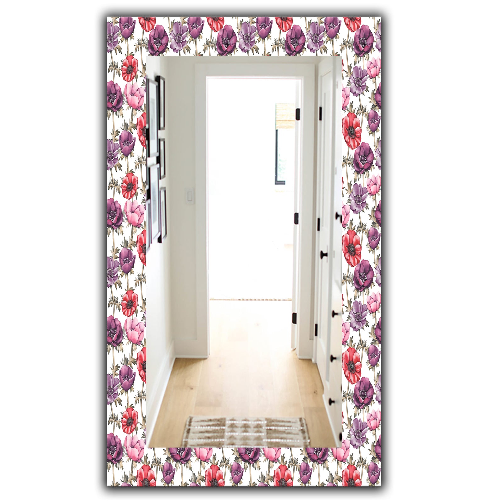 Purple Bloom 2 - Traditional Mirror - Frameless Bathroom Mirror