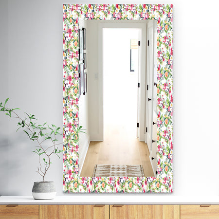 Green Flowers 3 - Traditional Mirror - Vanity Mirror