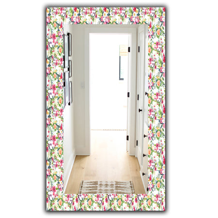 Green Flowers 3 - Traditional Mirror - Vanity Mirror