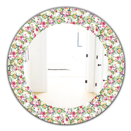 Green Flowers 3 - Traditional Mirror - Oval or Round Wall Mirror