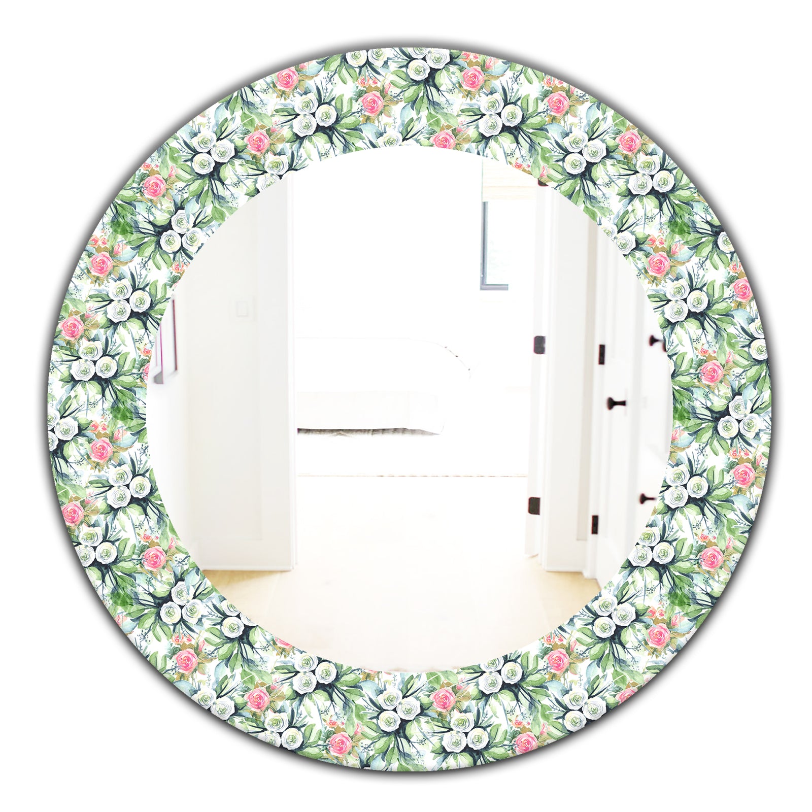 Green Flowers 4 - Traditional Mirror - Oval or Round Wall Mirror