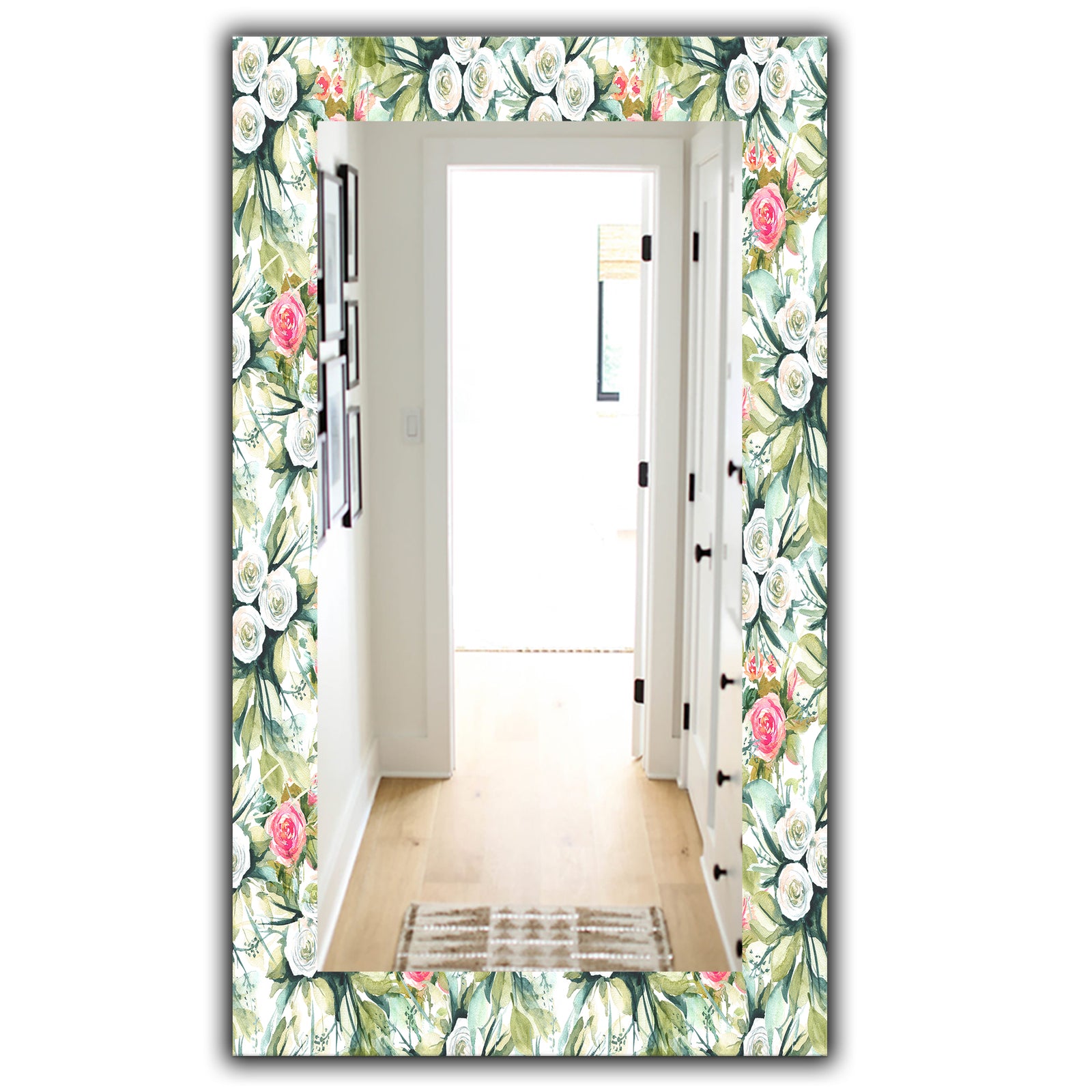 Green Flowers 5 - Traditional Mirror - Wall Mirror