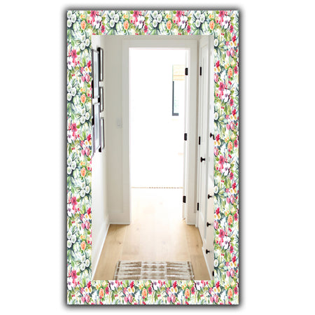Green Flowers 6 - Traditional Mirror - Vanity Mirror