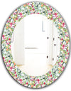 Green Flowers 6 - Traditional Mirror - Frameless Oval or Round Wall Mirror