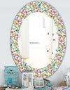 Green Flowers 6 - Traditional Mirror - Frameless Oval or Round Wall Mirror