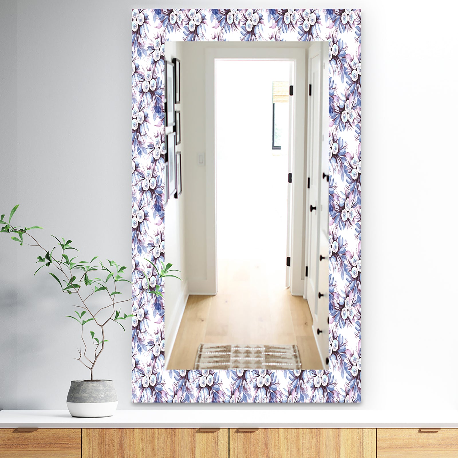 Purple Bloom 3 - Traditional Mirror - Frameless Bathroom Mirror