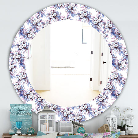 Purple Bloom 3 - Traditional Mirror - Frameless Oval or Round Bathroom Mirror