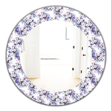Purple Bloom 3 - Traditional Mirror - Frameless Oval or Round Bathroom Mirror